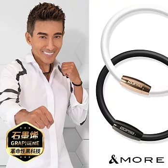 &MORE愛迪莫 GX Pro 石墨烯超傳導鈦鍺手環 M 質感玫金+黑色