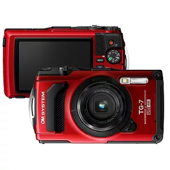 OLYMPUS OM SYSTEM Tough TG-7 防水數位相機*紅-(平行輸入)~送256G卡+副電*2+座充+相機包+中型腳架+拭鏡筆+背帶+大清+讀卡機