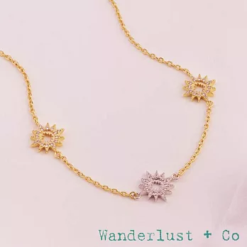 Wanderlust+Co 澳洲品牌 幸運三墜 鑲鑽太陽項鍊 金色X銀色 Sunlit Trio