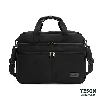 YESON - 台灣精品多功能17吋筆電可插拉桿防護牛津布大容量公事包 黑色