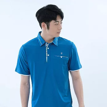 【遊遍天下】男款抗UV吸濕排汗機能格紋POLO衫(GS1017) 2XL 藍色