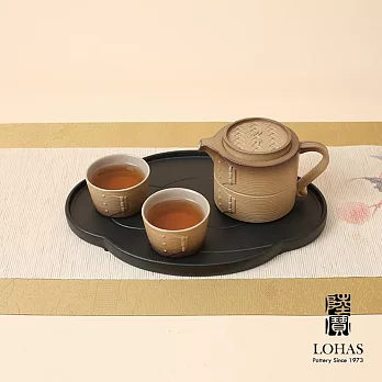 【陸寶LOHAS】力爭上游品茗茶禮-大地色 一壺兩杯搭配茶托 詮釋中式傳統