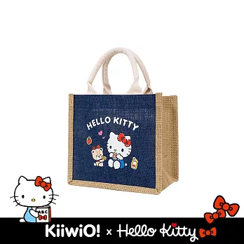 Hello Kitty x Kiiwi O! 聯名款． 棉麻隨行袋  凱蒂貓吃餅乾