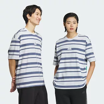 ADIDAS ST FL STRIPE T 男女短袖上衣-藍-IT3929 L 藍色