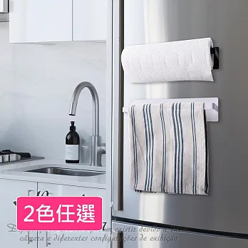 【Homely Zakka】日式簡約磁吸式廚房紙巾架/廚房抹布架/紙巾收納_2色任選 黑色