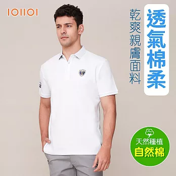 oillio歐洲貴族 男裝 短袖休閒POLO衫 商務POLO 素面POLO 防皺 透氣吸濕排汗 修身 M 白色