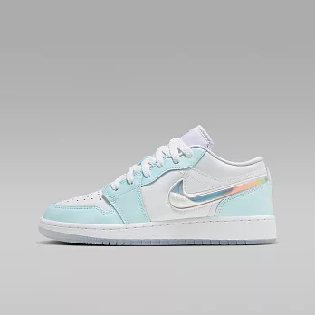 NIKE AIR JORDAN 1 LOW SE (GS) 中大童休閒鞋-白藍-HJ3481491 US5 白色