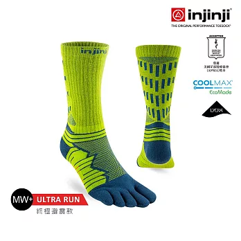 injinji Ultra Run終極系列五趾中筒襪 S 蘚苔綠