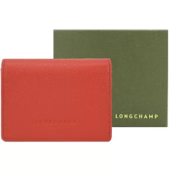 LONGCHAMP LE FOULONN?系列牛皮簡約三折壓釦短夾 紅椒