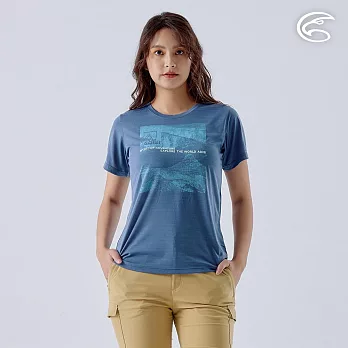 ADISI 女輕薄棉感快乾短袖圖T AL2411066 (S-2XL) S 雙色灰藍