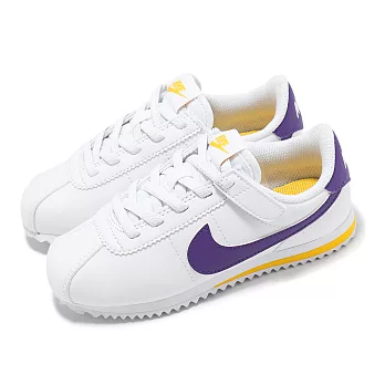 Nike 休閒鞋 Cortez Easyon PS 中童 紫 白 黃 湖人配色 小朋友 阿甘鞋 DM0951-105