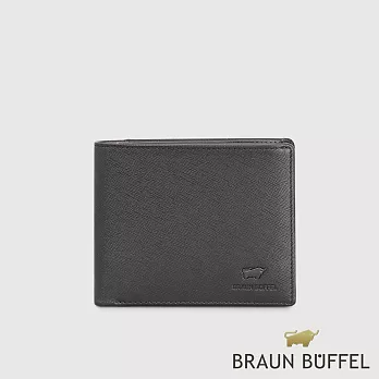 【BRAUN BUFFEL 德國小金牛】台灣總代理 艾康-A 5卡零錢袋皮夾-黑色/BF554-315-BK