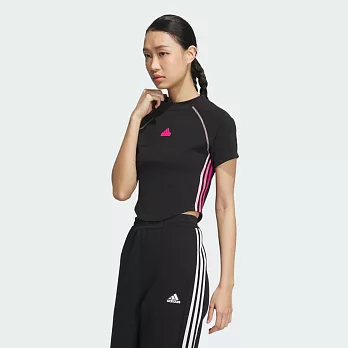 ADIDAS CROP SS TEE 女短袖上衣-黑-JJ1114 L 黑色