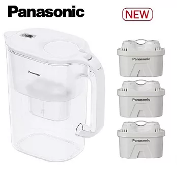 Panasonic 國際牌 台灣水質專用 3.5L濾水壺(1機+3芯)特惠組 TK-CNP55-A/W-3 TK-CNP55-W-3白色三濾芯組