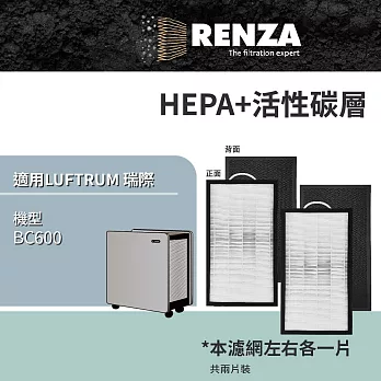 適用 LUFTRUM 瑞際 BC600 電漿除菌空氣清淨機 雷神清淨機 HEPA+活性碳 濾網 濾芯 濾心