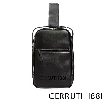 【Cerruti 1881】限量2折 義大利頂級小牛皮斜肩包 全新專櫃展示品(黑色 CEBO05336M)