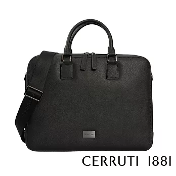 【Cerruti 1881】限量2折 義大利頂級小牛皮公事包肩背包 全新專櫃展示品(黑色 CECA06749M)