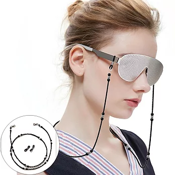 seoul show首爾秀 隔花串珠兩用口罩掛繩鏈墨鏡平光眼鏡鍊老花近視防丟鍊  黑色