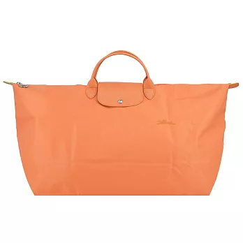 LONGCHAMP LE PLIAGE GREEN系列刺繡短把再生尼龍摺疊旅行袋(中) 橙