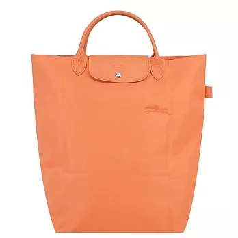 LONGCHAMP LE PLIAGE GREEN系列刺繡短把再生尼龍手提包(中)  橙