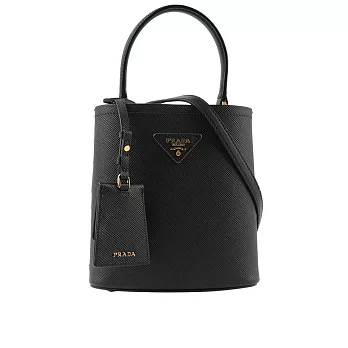 PRADA 三角牌Logo 拼色防刮皮革二用水桶包)_展示品 (黑色/紅色