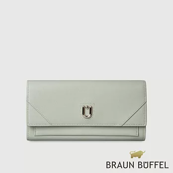 【BRAUN BUFFEL 德國小金牛】台灣總代理 阿莉亞 14卡兩折長夾-薄荷綠/BF843-631-FM