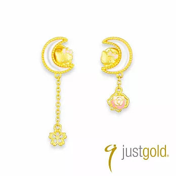 【Just Gold 鎮金店】Hello Kitty薔薇月戀 黃金耳環