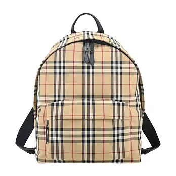 BURBERRY 經典格紋帆布後背包 卡其