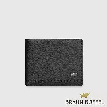 【BRAUN BUFFEL 德國小金牛】台灣總代理 巴雷特 4卡零錢袋皮夾-黑色/BF546-315-BK