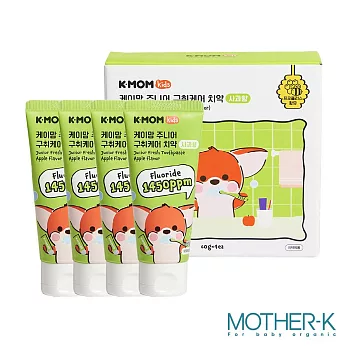 韓國MOTHER-K K-MOM 植萃兒童蜂膠含氟牙膏-青蘋果星球60g(超值護齒4入組)