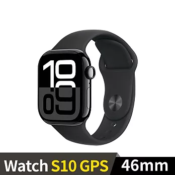 Apple Watch S10 GPS 46mm 鋁金屬錶殼運動錶帶 (曜石黑色+黑色運動錶帶ML)