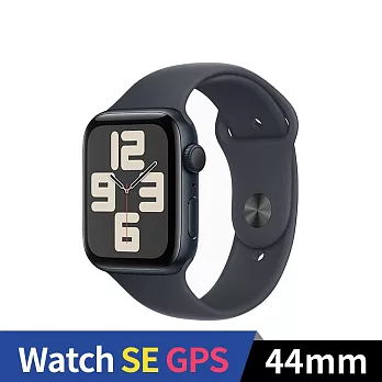 Apple Watch SE 2024 GPS 44mm 鋁金屬錶殼運動錶帶 (午夜色+午夜色運動錶帶SM)