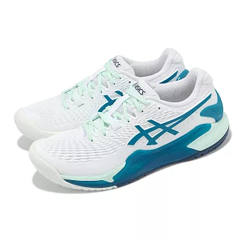 Asics 網球鞋 GEL-Resolution 9  女鞋 白 藍 亞洲大師賽 緩衝 抗扭 運動鞋 亞瑟士 1042A208102