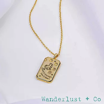 Wanderlust+Co 澳洲品牌 金色獅子項鍊 長方形錢幣項鍊 Lion Heart 自信勇敢