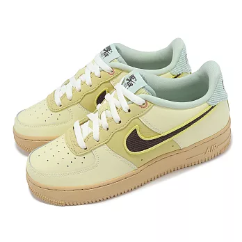 Nike 休閒鞋 Air Force 1 LV8 GS 大童 女鞋 AF1 米白 棕 燈芯絨 HQ3473-122