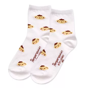 【ONEDER 旺達棉品】三麗鷗家族中筒襪 帕恰狗 布丁狗 酷企鵝 長襪 台灣製棉襪女襪- 布丁狗-滿版 PN-A305