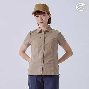 ADISI 女UPF50+透氣快乾短袖襯衫 AL2411020 (S-2XL)｜抗UV 彈性 吸濕 速乾 輕薄 休閒上衣 S 陶土黃