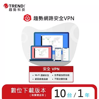 趨勢智慧安全VPN 一年十台防護版(ESD)