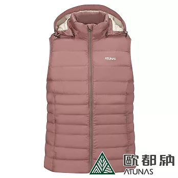 【ATUNAS 歐都納】女款潑水羽絨保暖背心A1VE2204W- XL 鮭魚粉