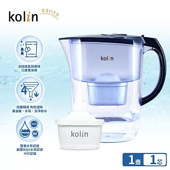 kolin 歌林 四重精濾濾水壺 3.8L (含1芯/適用Brita) (藍色)