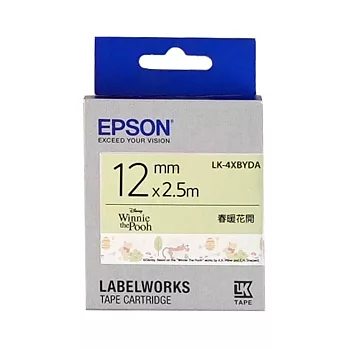 EPSON 迪士尼原廠標籤帶 12mm 白底黑字  LK-4XBYDA 小熊維尼春暖花開款