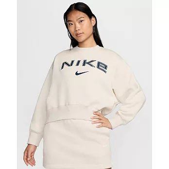 NIKE AS W NSW PHNX FLC OOS LOGO CRE 女長袖上衣-FV7675104 2XL 白色