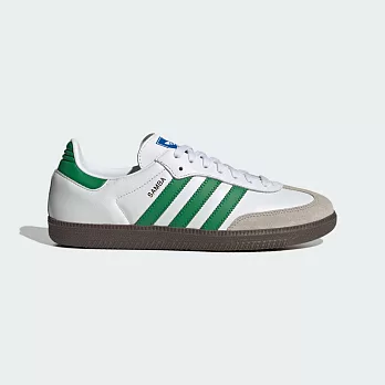 ADIDAS  SAMBA OG 男休閒鞋-白綠-IG1024 UK4.5 白色