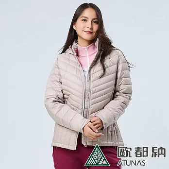 【ATUNAS 歐都納】女款潑水羽絨保暖連帽外套A1GA2224W- XL 拿鐵卡