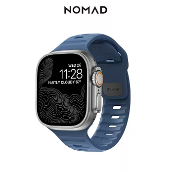 美國NOMAD Apple Watch專用運動風FKM橡膠錶帶-49/46/45/44mm 海軍藍