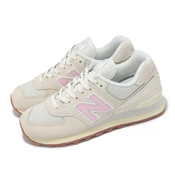 New Balance 休閒鞋 574 女鞋 亞麻 中古粉 麂皮 網布 經典 NB WL574GU2-B