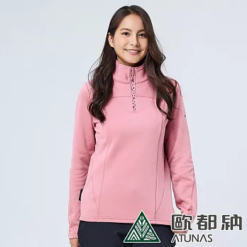 【ATUNAS 歐都納】女款POLARTEC POWER STRETCH長袖保暖立領衫/拉鍊刷毛衫/彈性刷毛衣A1PS2319W- S 魔曼粉