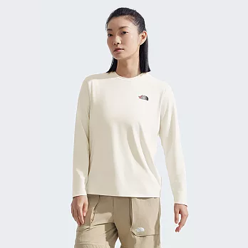 The North Face W BREEZE L/S TEE - AP 女吸濕排汗防曬 長袖上衣-NF0A89YAQLI XL 白色