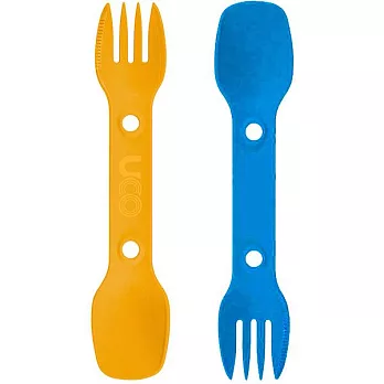 美國【UCO】UTILITY SPORK 餐具組 /無雙酚A /戶外用餐具 /輕便湯匙叉子 耐熱240度 金黃 + 天藍