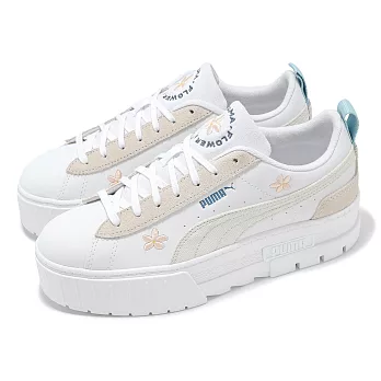 Puma 休閒鞋 Mayze Embroidery Wns 女鞋 白 藍 刺繡 花 厚底 增高 鬆糕鞋 39967402